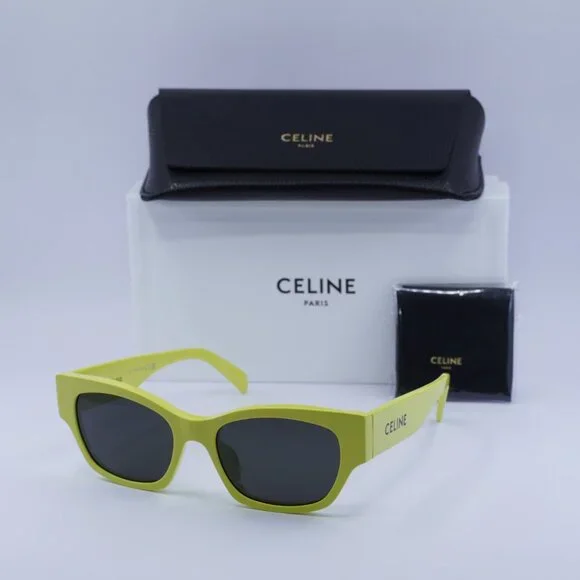 NEW CL40197U 93A  CELINE SUNGLASSES WOMEN SQUARE YELLOW EYEWEAR CELINE CL40197U 93A Sunglasses in Yellow NiB with Leather  main image 4